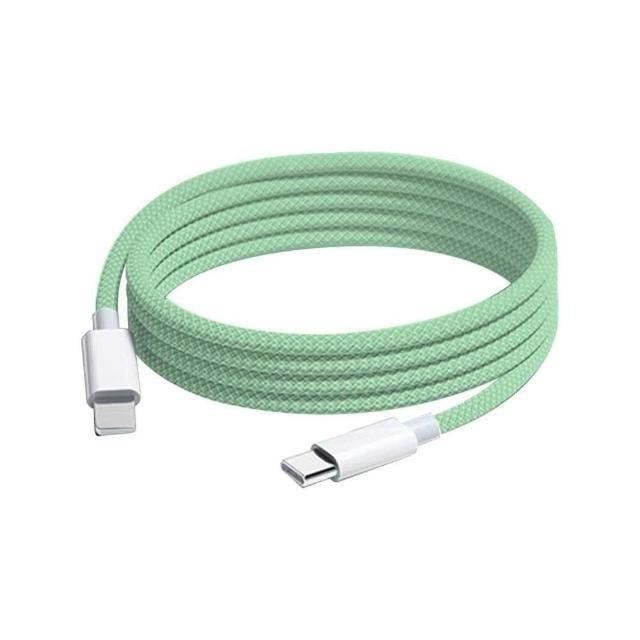 2-Pack Apple 60W Fast Charging Type-C to Type-C Teal Green Braided Cable 1M, , large