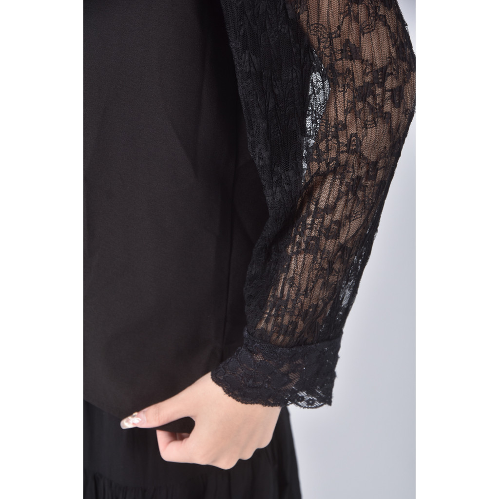 (M) easy zone質感圓領黑色長袖上衣二手衣, , large