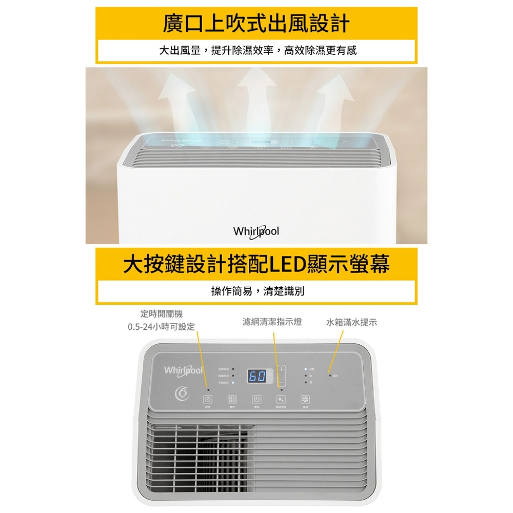 Whirlpool 惠而浦 10L 一級能效 高效節能除濕機 WDEE10TW, , large