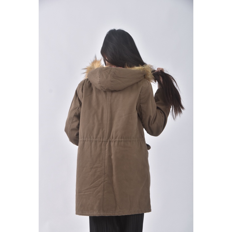 (S) ob style質感棉質連帽綠色外套二手衣, , large