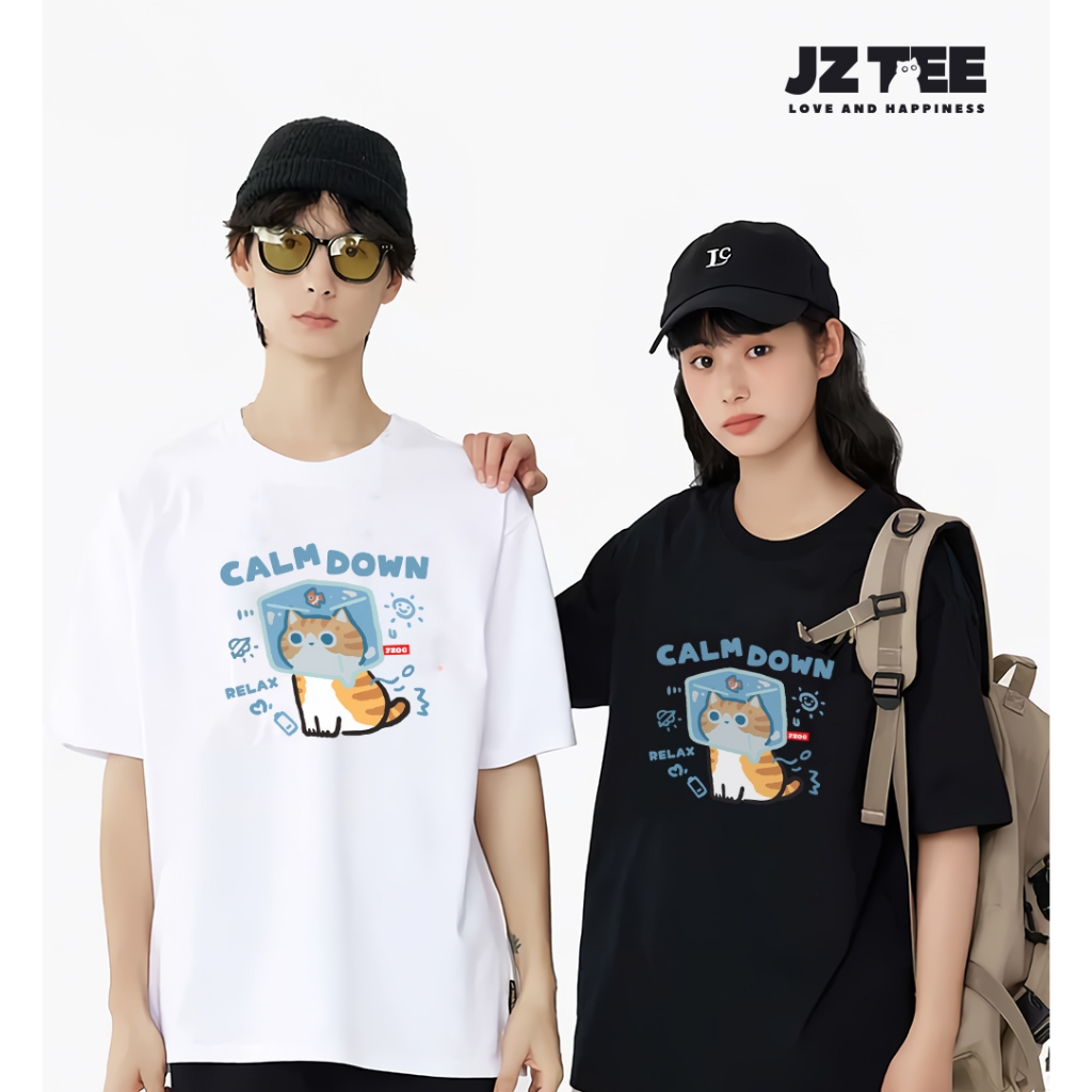 JZ TEE 美短-保持冷靜 印花短袖T恤, , large