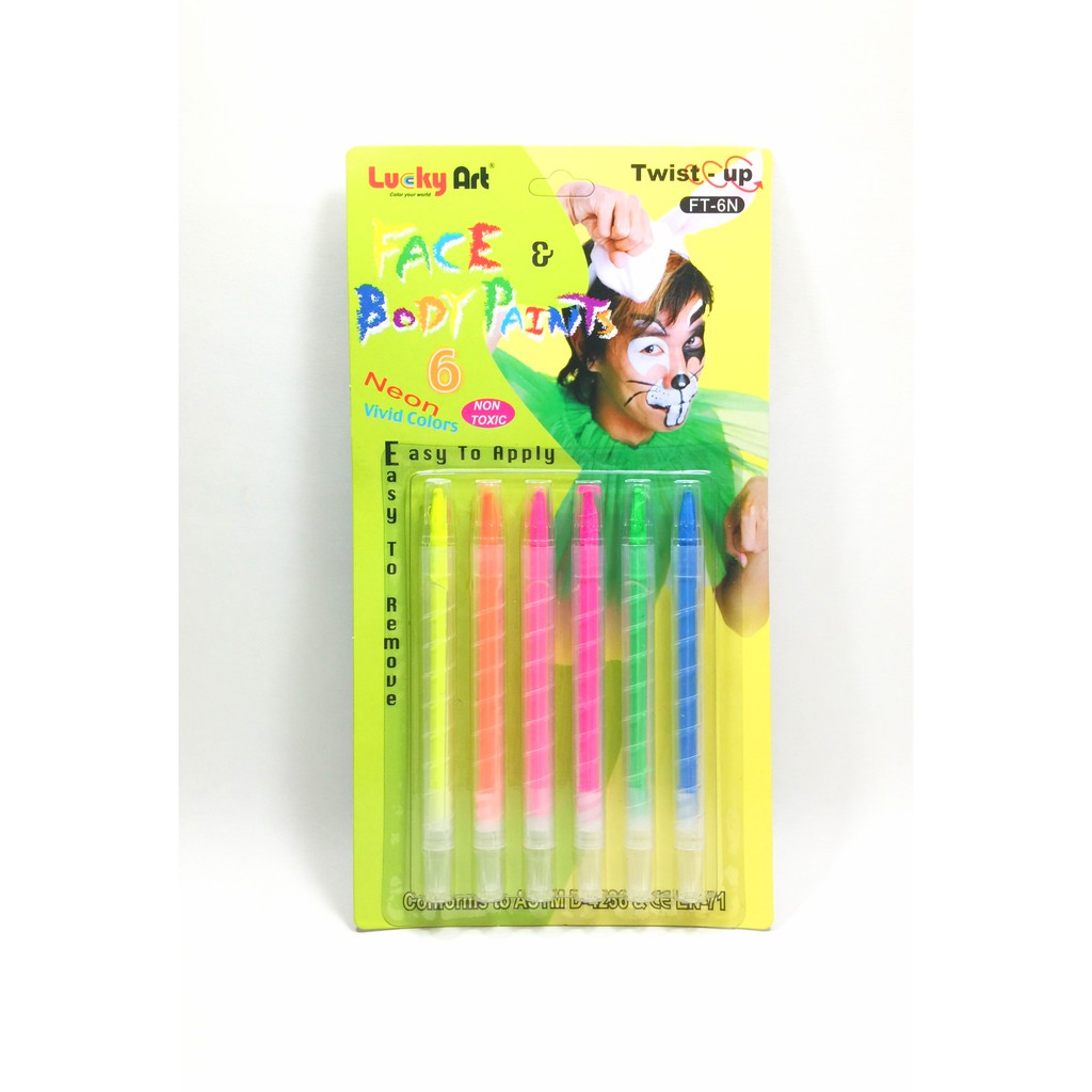 蜡藝 6色旋轉人體彩繪筆蜡藝 6色旋轉人體彩繪筆-螢光色, , large