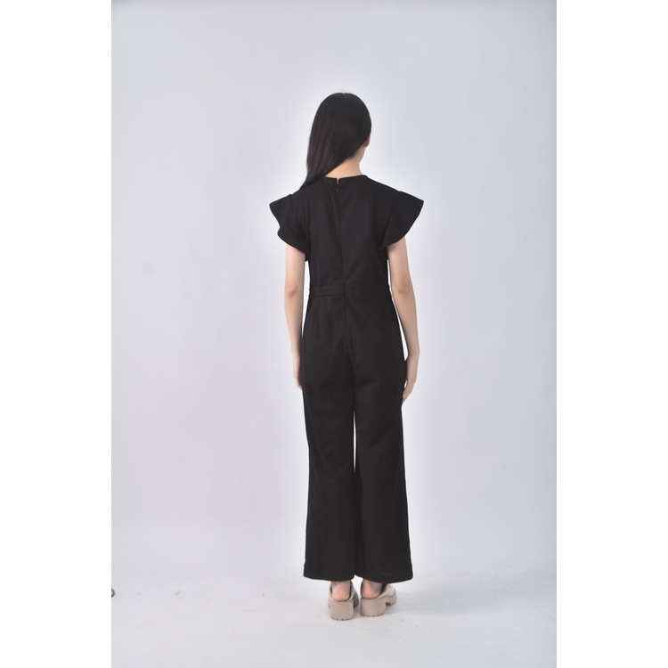 (XL) shein素面黑色連身裝二手衣, , large