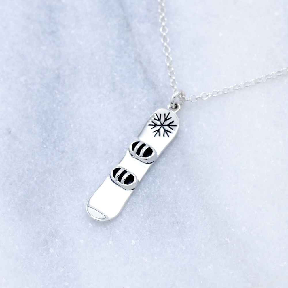 【Angel & Me】3D 滑雪板 s925 純銀項鍊 滑雪 運動 聖誕節禮物, , large