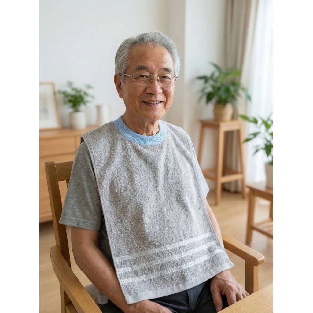 [凱美棉業] 4入組 隨機出色 MIT台灣製 28兩厚實 純棉透氣成人圍兜/口水巾 精緻帶緞素色款