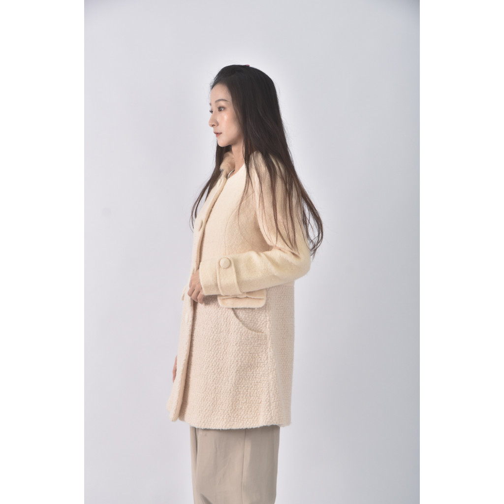 (S) ffff羊毛杏色外套二手衣, , large