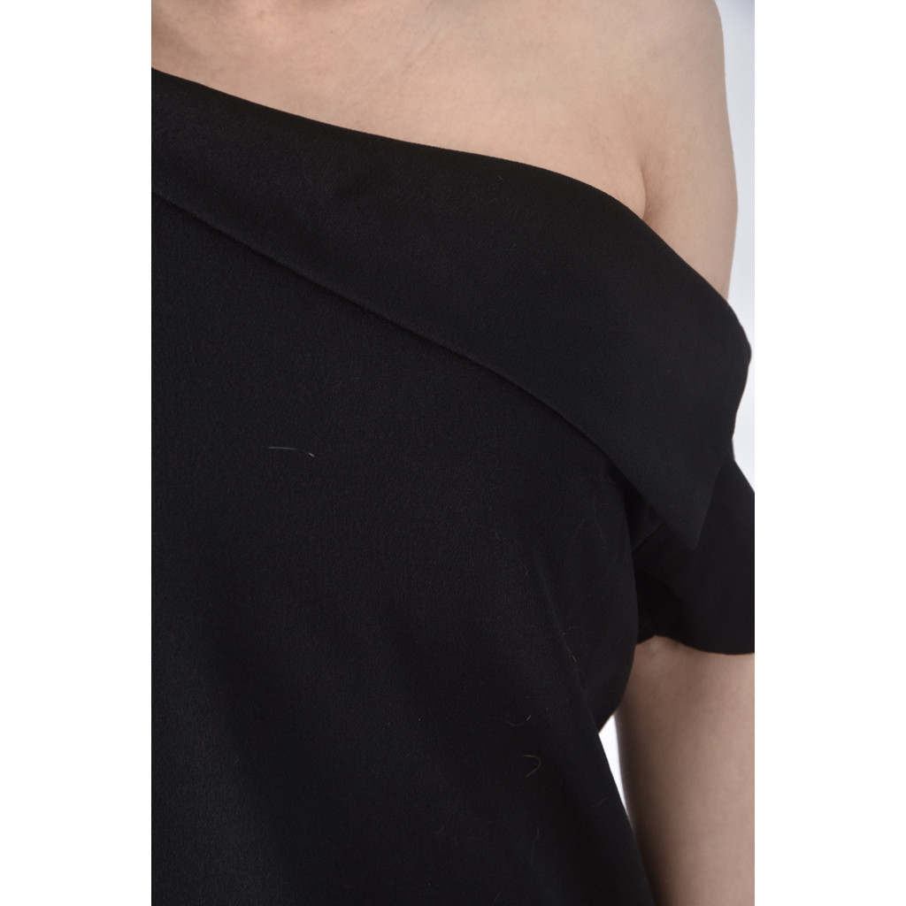 (S) ob style質感圓領黑色短袖上衣二手衣, , large