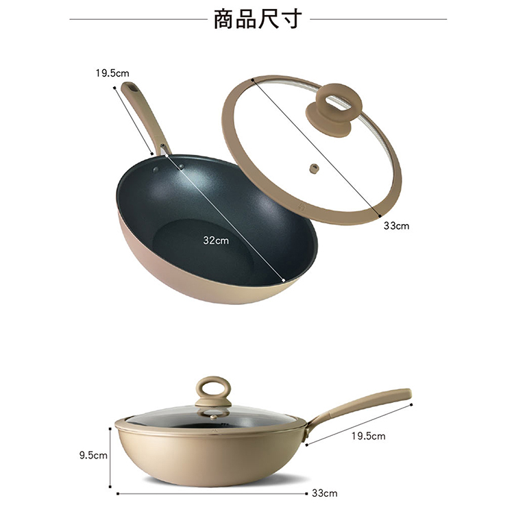 仙德曼旋薄輕量不沾深炒鍋-附蓋-32cm-2支, , large