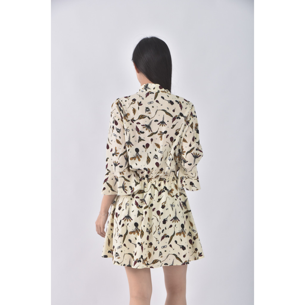 (S) 質感綁帶黃色洋裝二手衣, , large