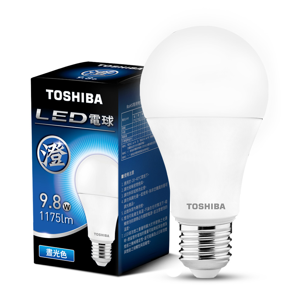 【TOSHIBA 東芝】4入組 澄系列 LED廣角燈泡  9.8W 高亮省電(晝光色/自然色/燈泡色), , large