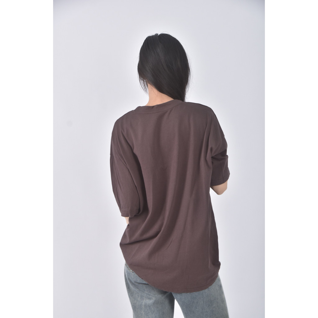 (XL) 質感笑臉棕色短袖上衣二手衣, , large