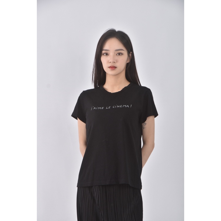 (M) agnes b字母黑色短袖上衣二手衣, , large