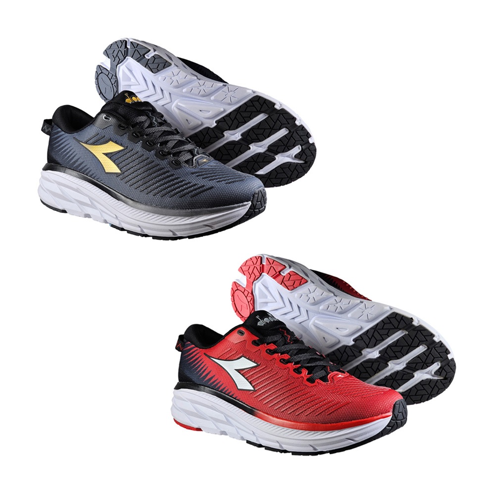 DIADORA迪亞多那 寬楦驅動跑鞋 男運動鞋 男鞋 透氣 高腳背 寬腳板 康特杯 吸震 回彈 厚底 緩震 止滑 灰 紅