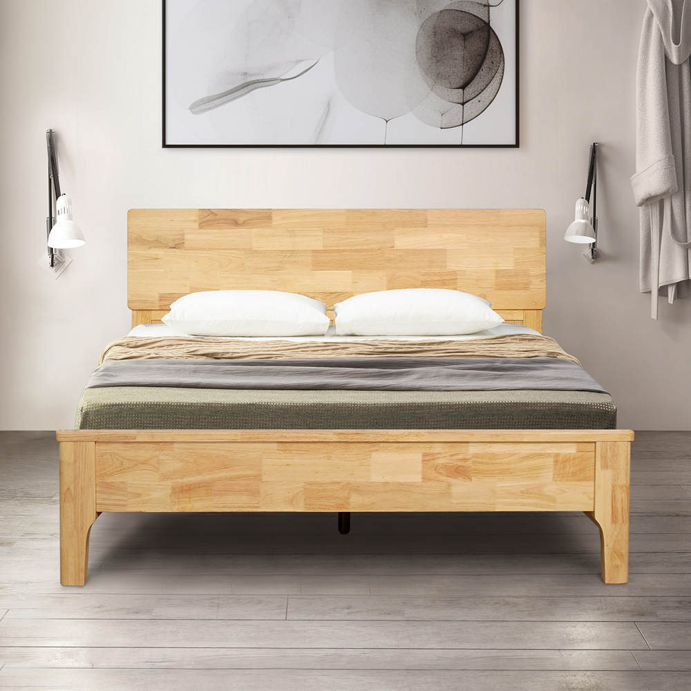 【Homelike】喜家居雙人加大6尺實木床架組(附床板)(2335), , large