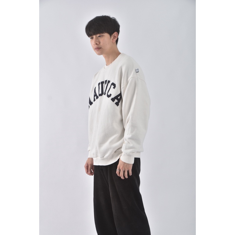 (L) 【范姜彥豐私服】nautica男裝落肩白色長袖上衣二手衣, , large