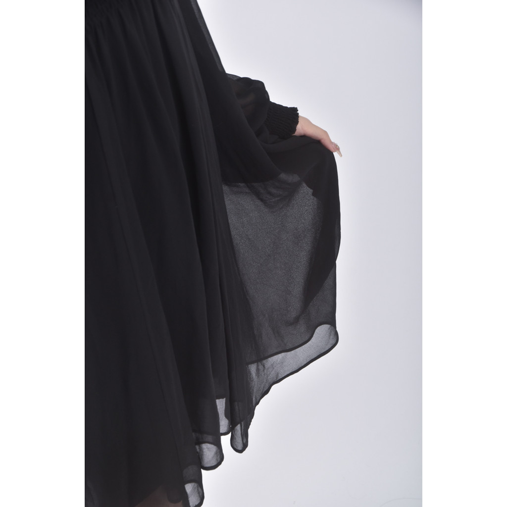 (L) zara質感紡紗黑色洋裝二手衣, , large