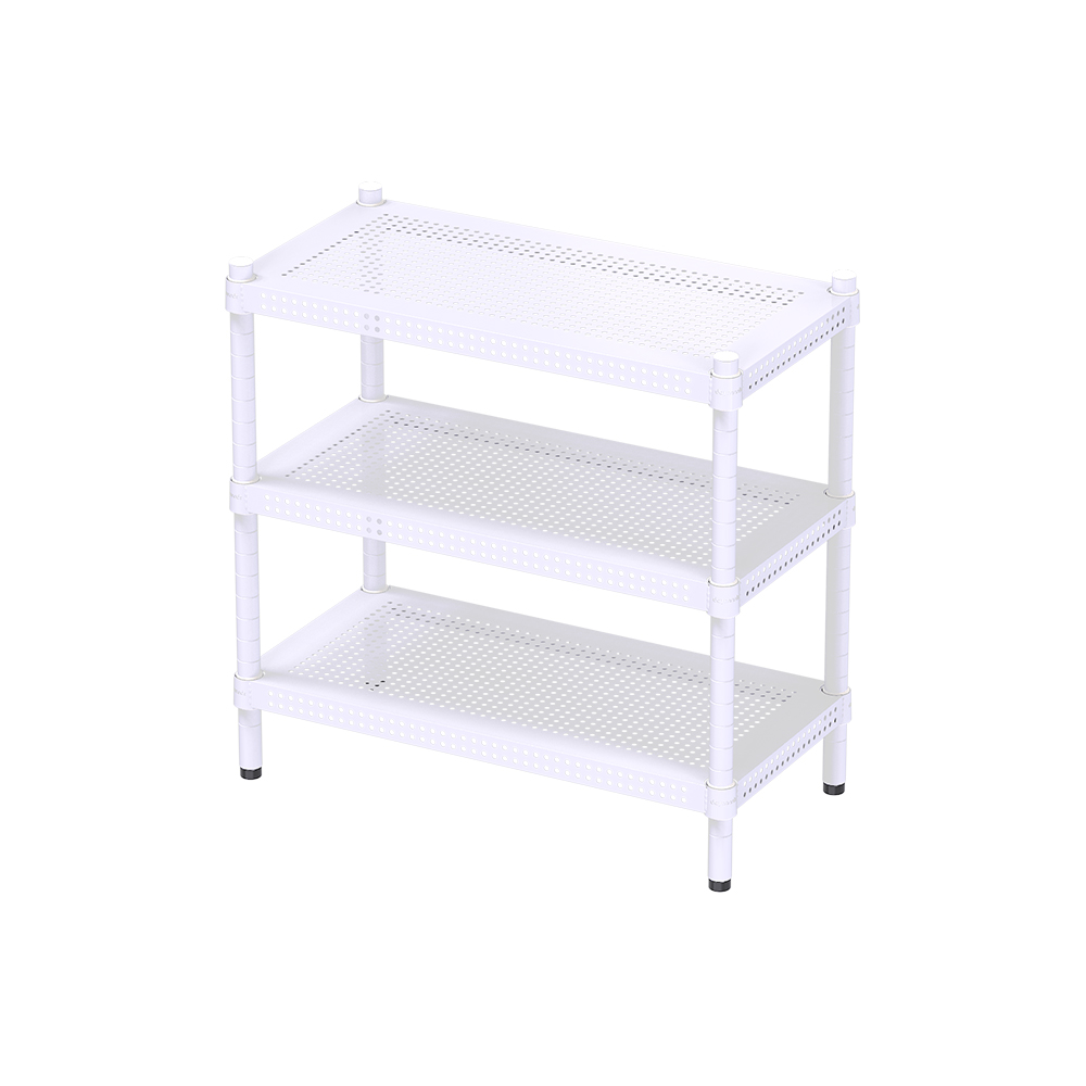 [Y HOUSE] 60x30x60cm Ultimate Aesthetic Perforated Three-Tier Storage Rack - Lacquered White, , large