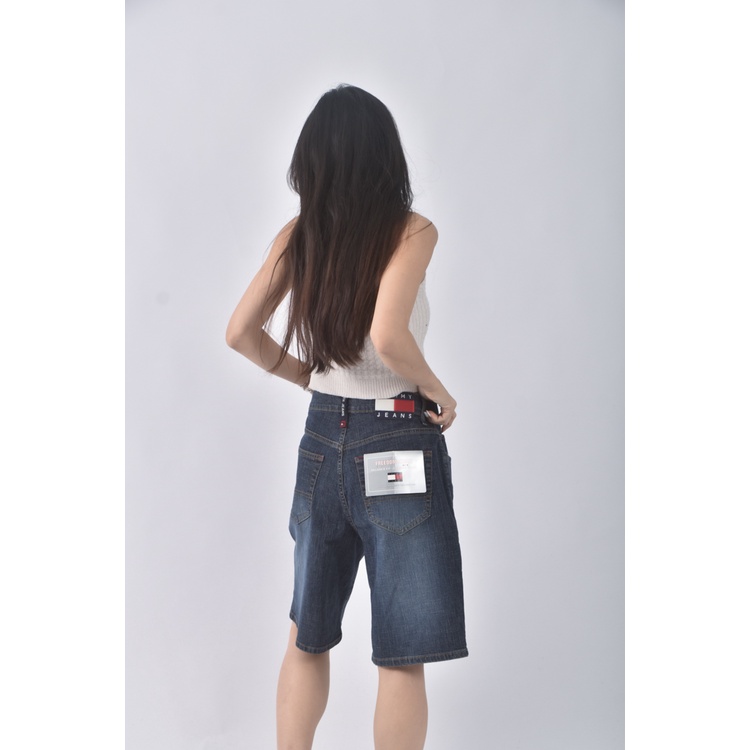 (2XL) tommy jeans高腰丹寧牛仔質感棉質五分藍色短褲二手衣, , large