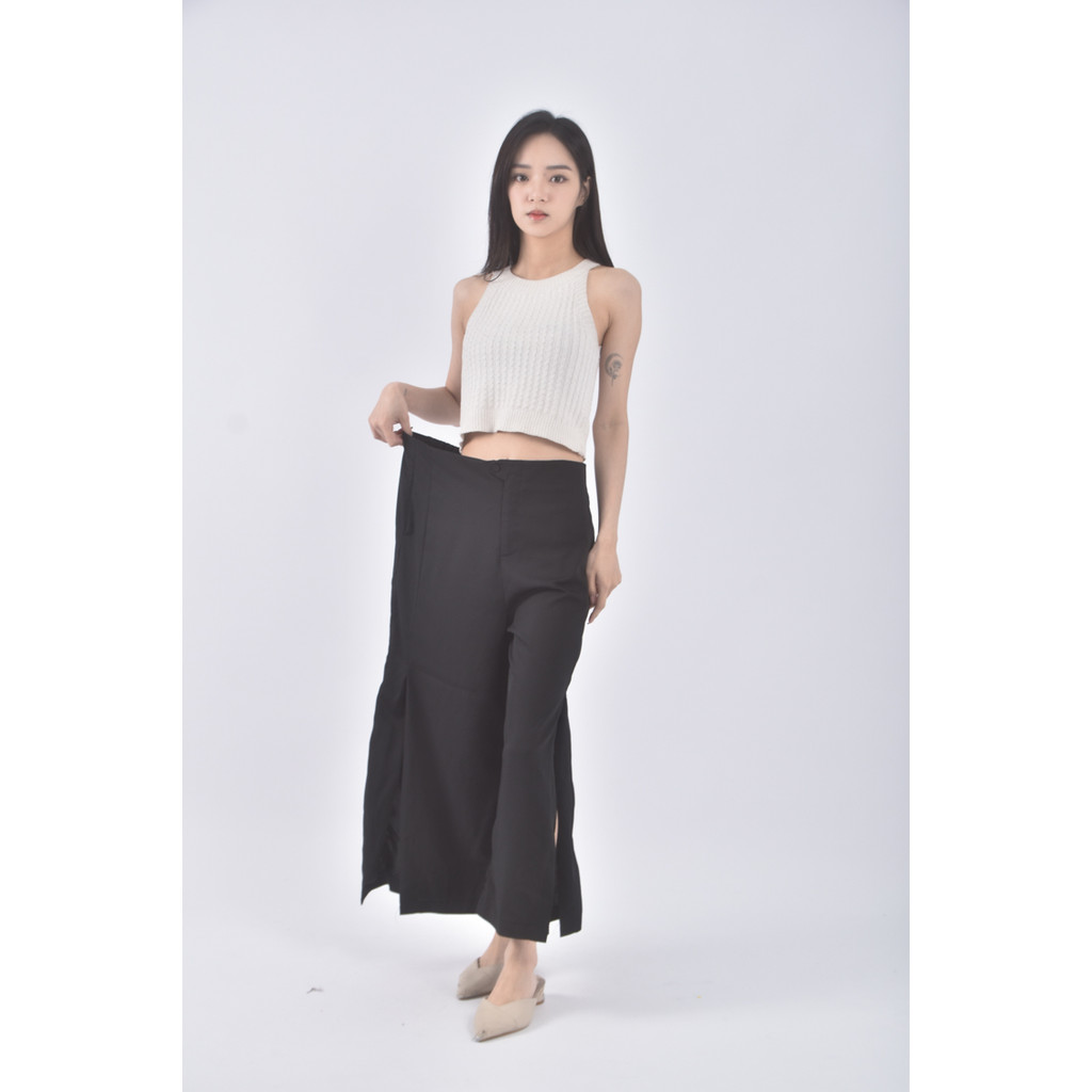 (XL) ob style高腰質感黑色長褲二手衣, , large