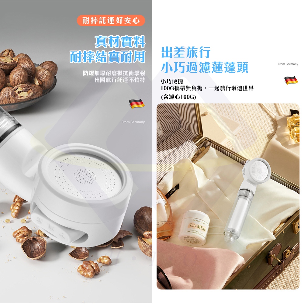 Travel High-Pressure Shower Head Set / Includes 4 Filters + Waterproof Bag, , large