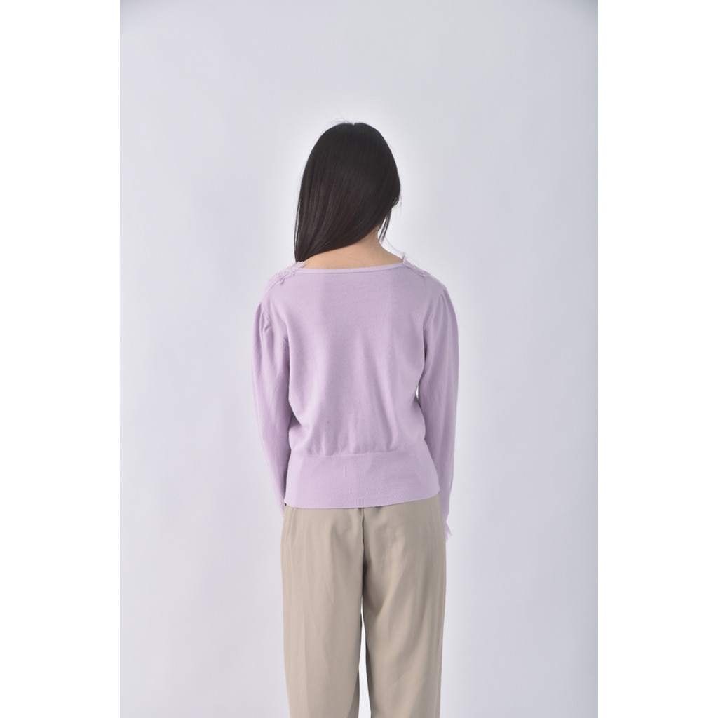(M) ms pei韓牌V領紫色長袖上衣二手衣, , large