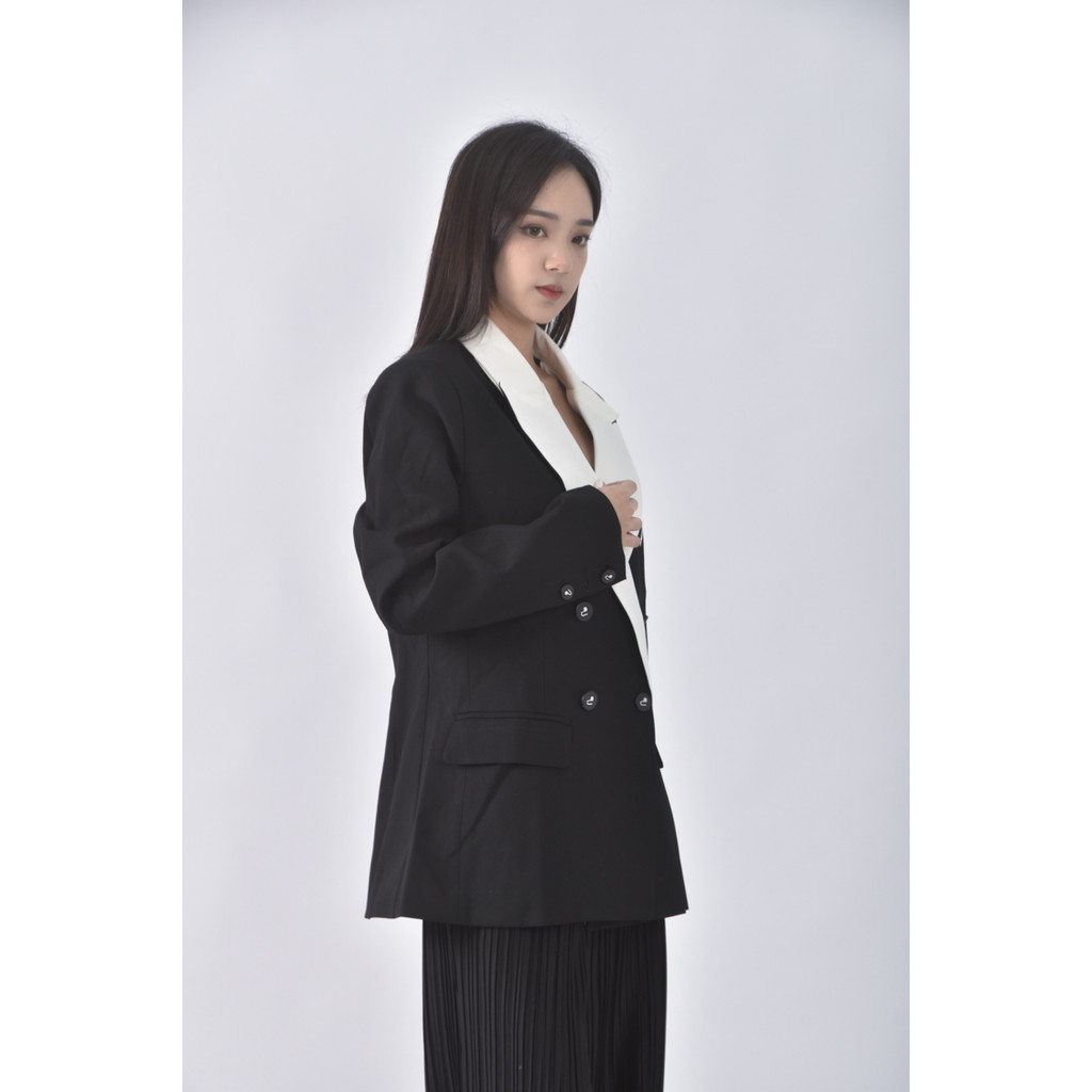 (M) j deluxe西裝墊肩黑色外套二手衣, , large
