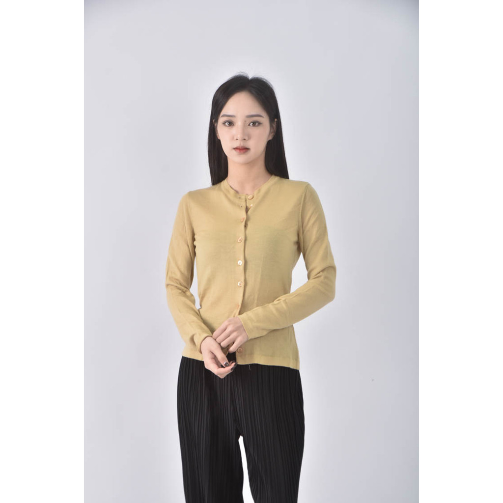 (S) liviana conti排扣黃色長袖上衣二手衣, , large