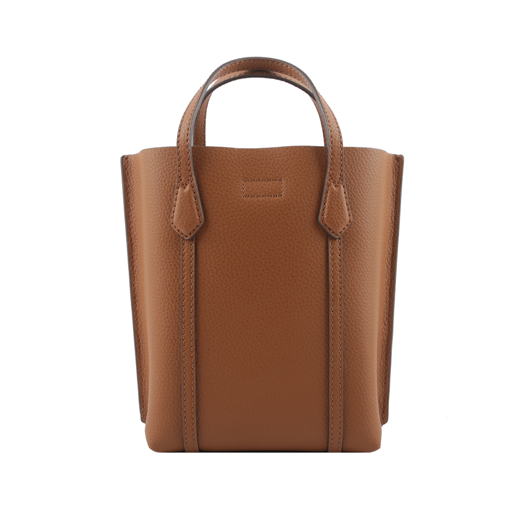 Tory Burch Perry 荔枝皮革三層迷你托特包/淺茶色, , large