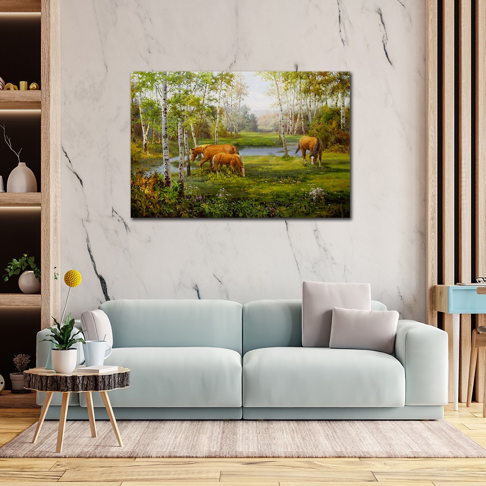 【御畫房】湖畔風光 國家一級畫師手繪油畫60×90cm(VF-15), , large