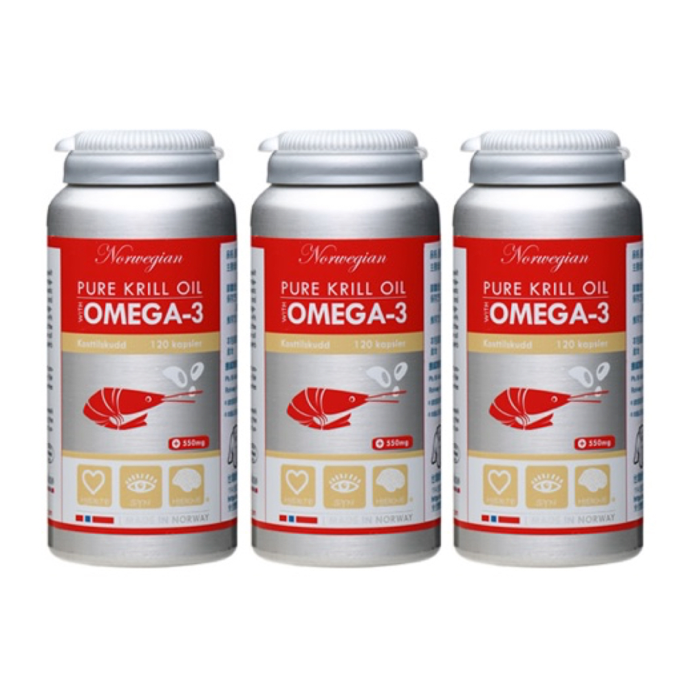 【Isbjorn挪威北極熊保健專家】挪威磷蝦油添加魚油膠囊三瓶加贈隨身小收納盒(3瓶共360顆), , large