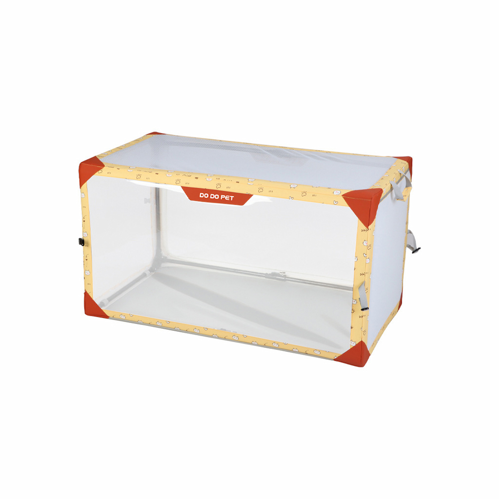 摩達客寵物-可折疊攜帶大空間外出籠_展示籠_黃色款__貓比賽籠_大透明視窗_輕巧露營車載貓狗特寵臨時窩適用, , large