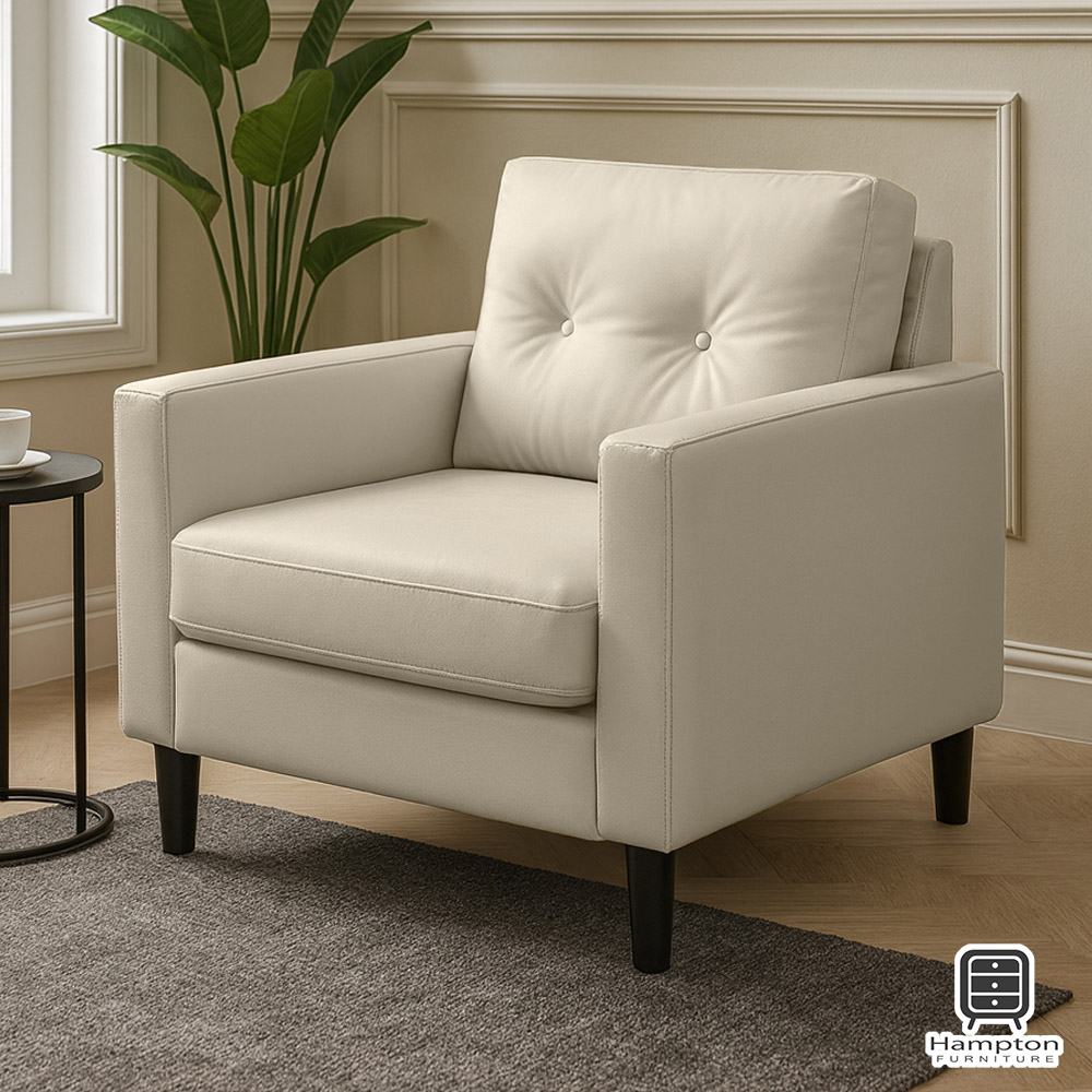 【Hampton 漢汀堡】哈特利單人沙發耐磨皮-卡其色, , large