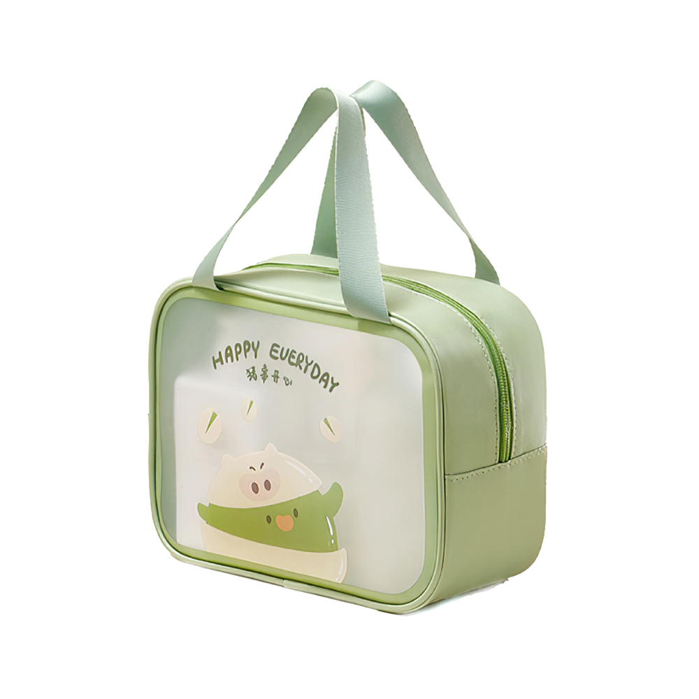 【上手家居】淘氣小豬乾溼分離包 青綠小豬(盥洗包/洗漱包/防水收納袋/透明包/旅行收納包/游泳包/防水化妝包), , large