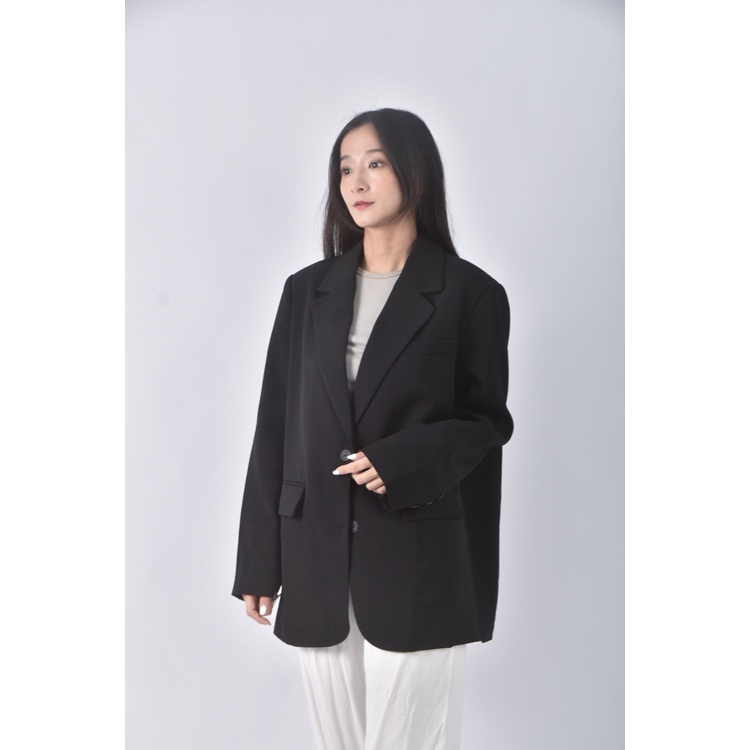 (M) wear to eat西裝寬鬆黑色外套二手衣, , large