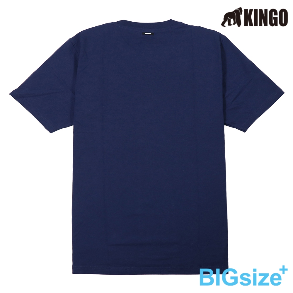 KINGO-超大尺碼-男款 圓領T恤-丈青-415128, , large