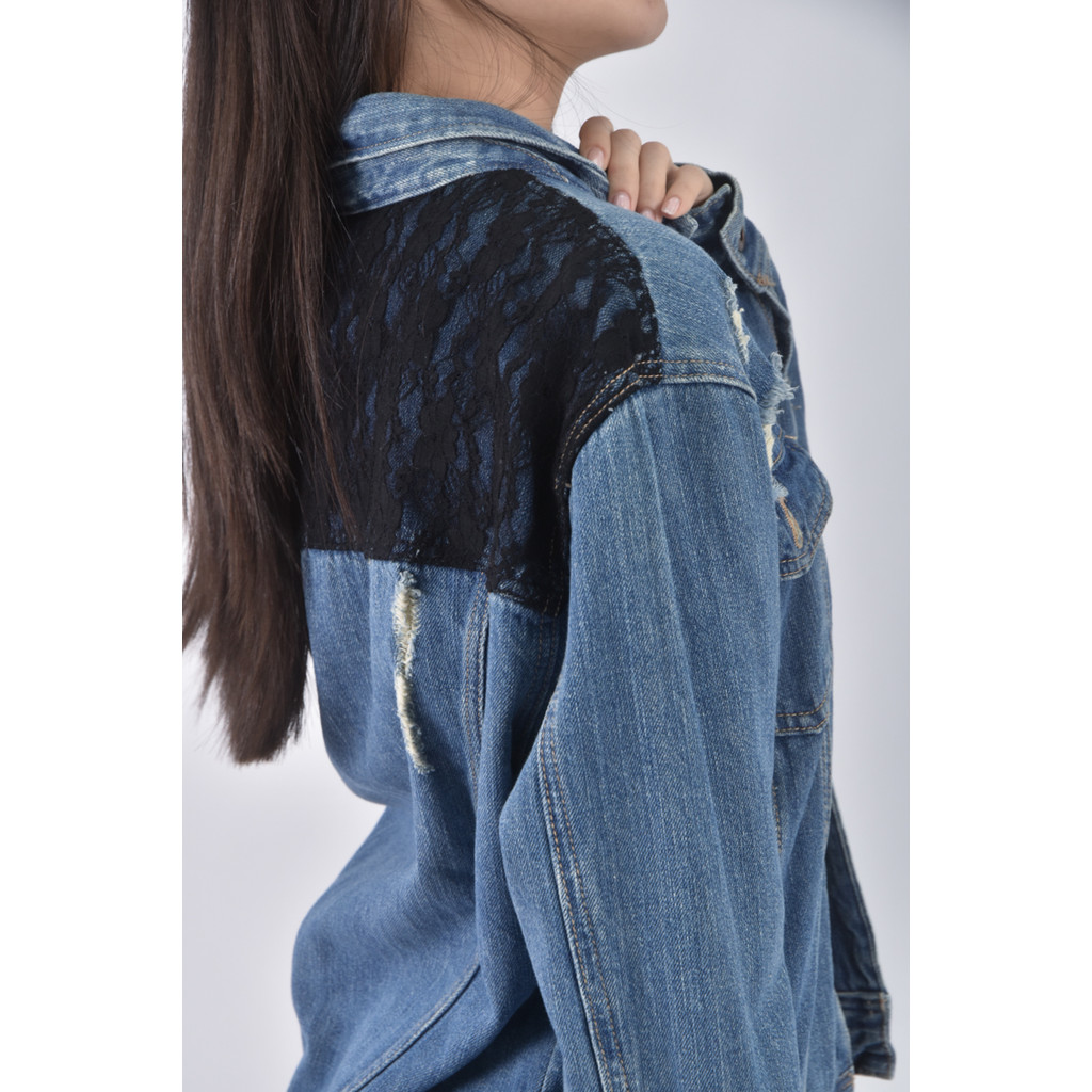 (L) forever21丹寧牛仔棉質純棉藍色外套二手衣, , large