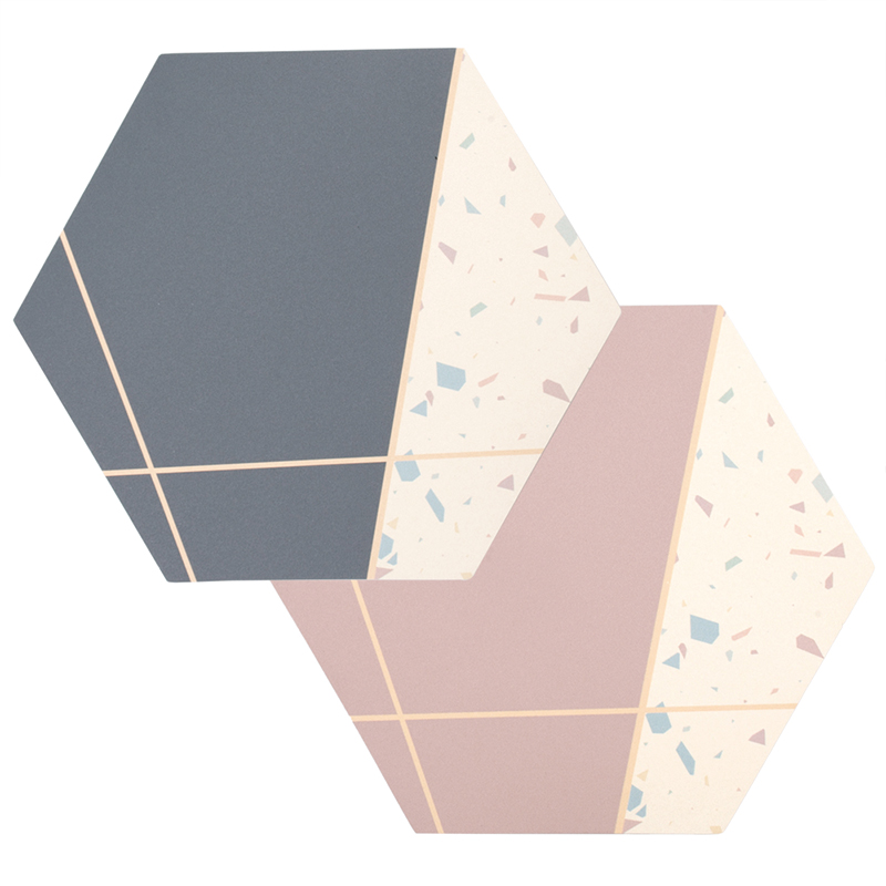 【Monster】 Morandi Terrazzo Pot Holders, Set of 2 (20.7x18x0.5cm) – Blue & Pink