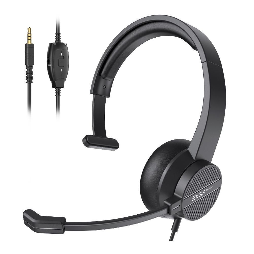 EKSA H15 專業降噪話務耳麥,PC 耳機降噪麥克風，3.5 mm音訊線，線控音量控制和靜音，適用於辦公室/線上會議, , large
