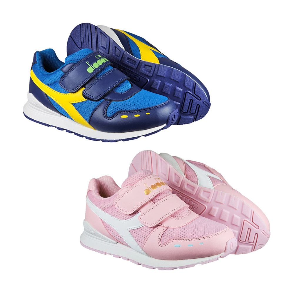 DIADORA迪亞多那 兒童時尚運動鞋 童運動鞋 童鞋 寬楦 透氣 保護後跟 吸震 減壓 健康鞋墊 身高成長 藍 粉, , large