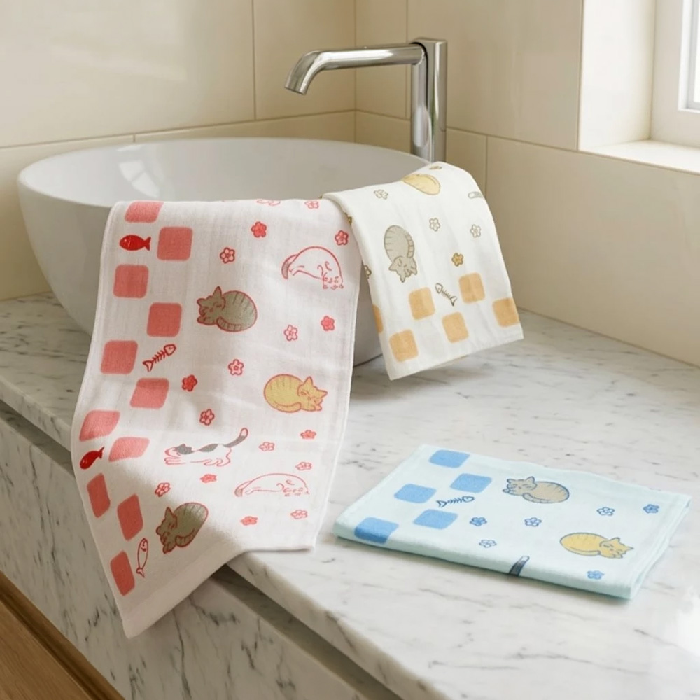 [Kaimei Cotton Industry] 12 in the group, random and excellent, MIT made in Taiwan, cute half-cotton, half-gauze children's towel, pure cotton, soft, comfortable and water-absorbent, , large