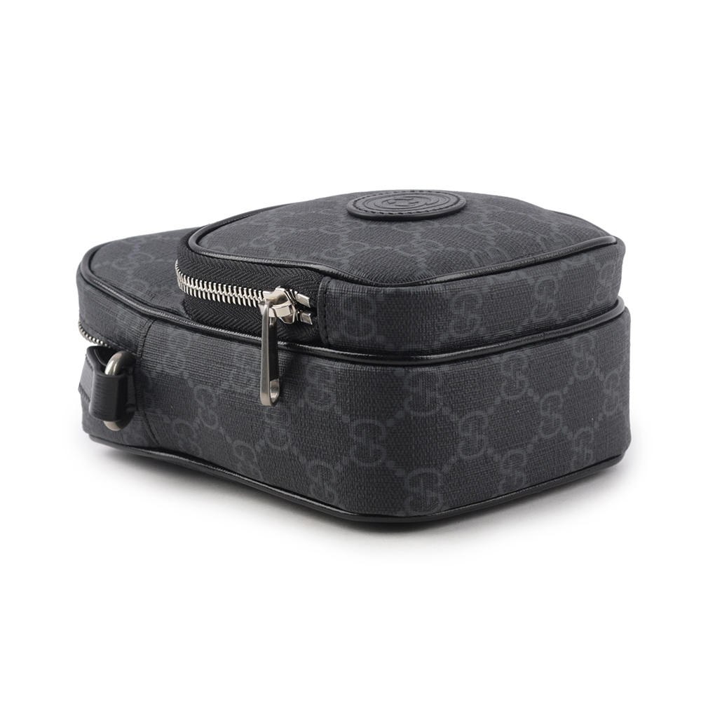 GUCCI Interlocking G 標誌迷你拉鍊二用包/黑灰色, , large