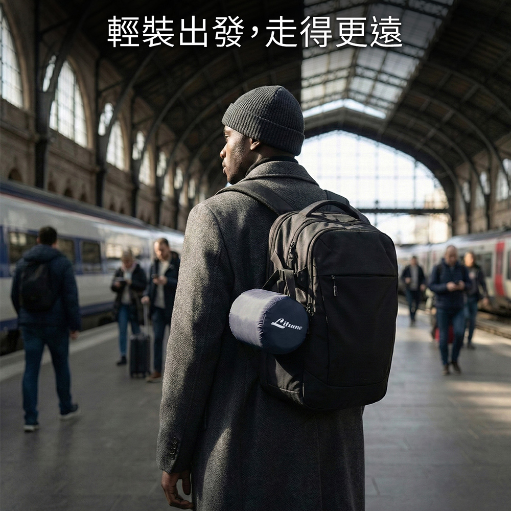 Litume E651 刷毛旅行毛毯 藻綠, , large