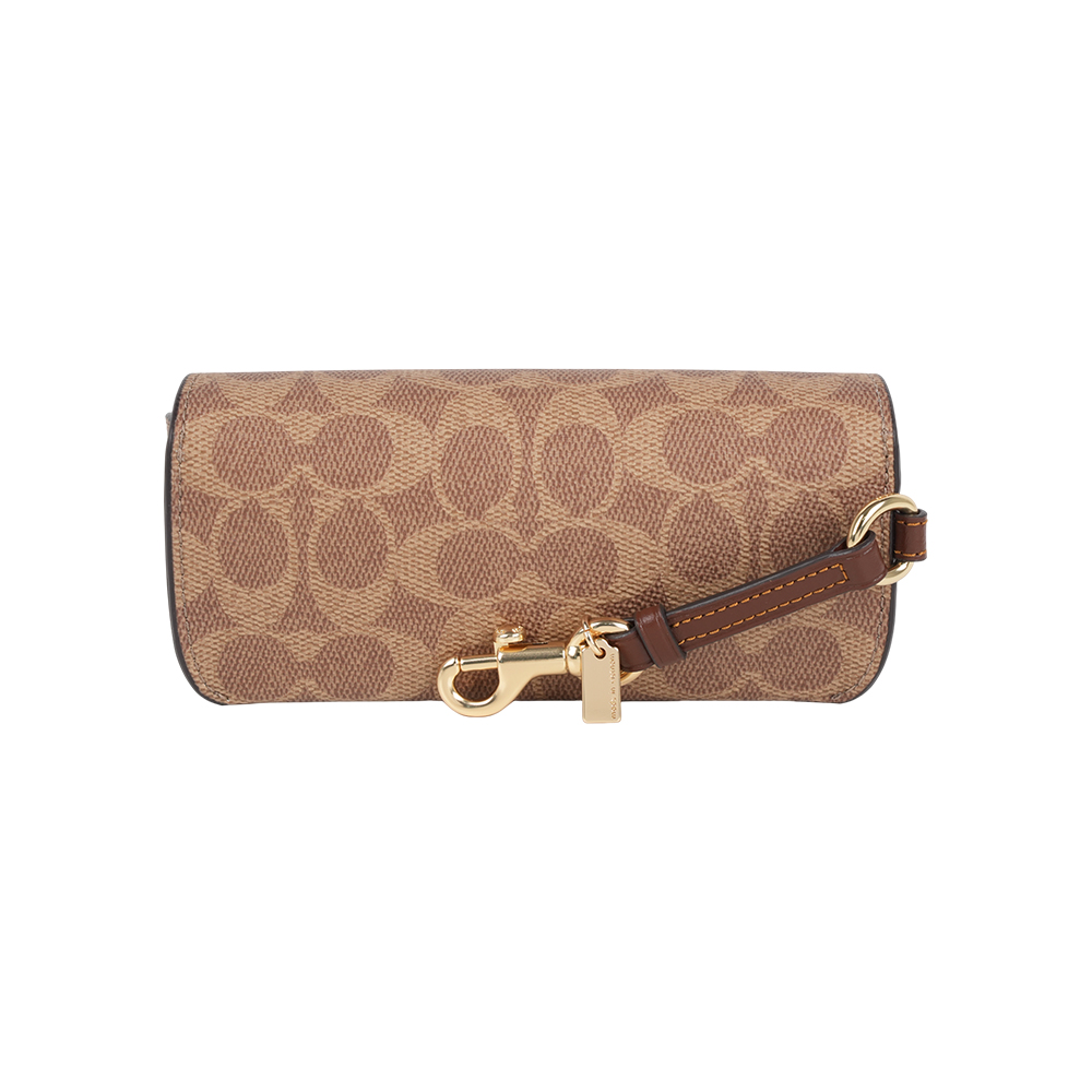 COACH CC Logo 塗層帆布附提把萬用包/眼鏡收納包(棕褐色/棕色), , large