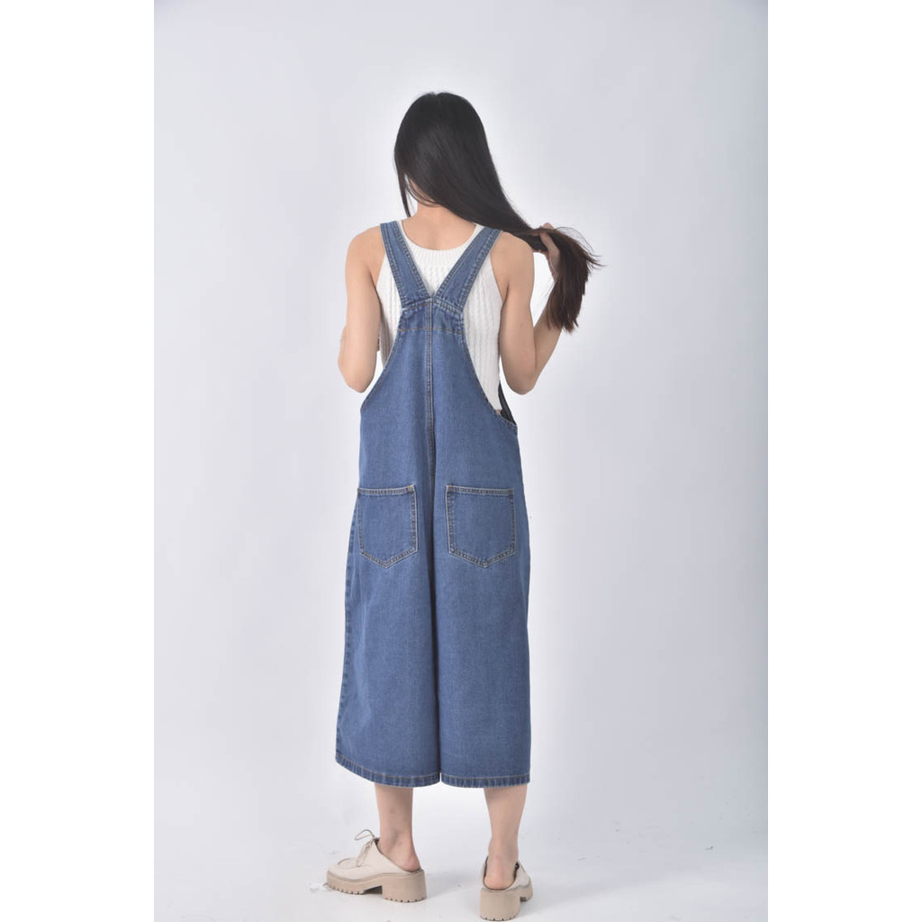 (4XL（含）以上) denim supply高腰吊帶寬鬆藍色長褲二手衣, , large
