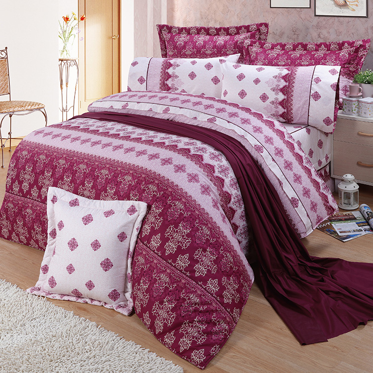  精梳棉雙人七件式床罩組-塞納風情-紅, , large