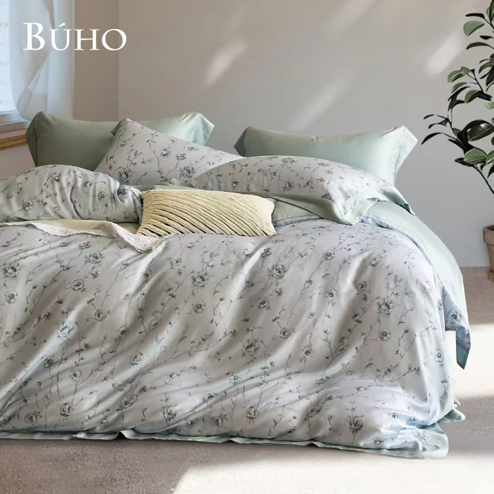 BUHO "Send Romance-Blue" 60-count 100% TENCEL pure Tencel full-covered cotton dual-purpose quilt winter bag set-double size, , large
