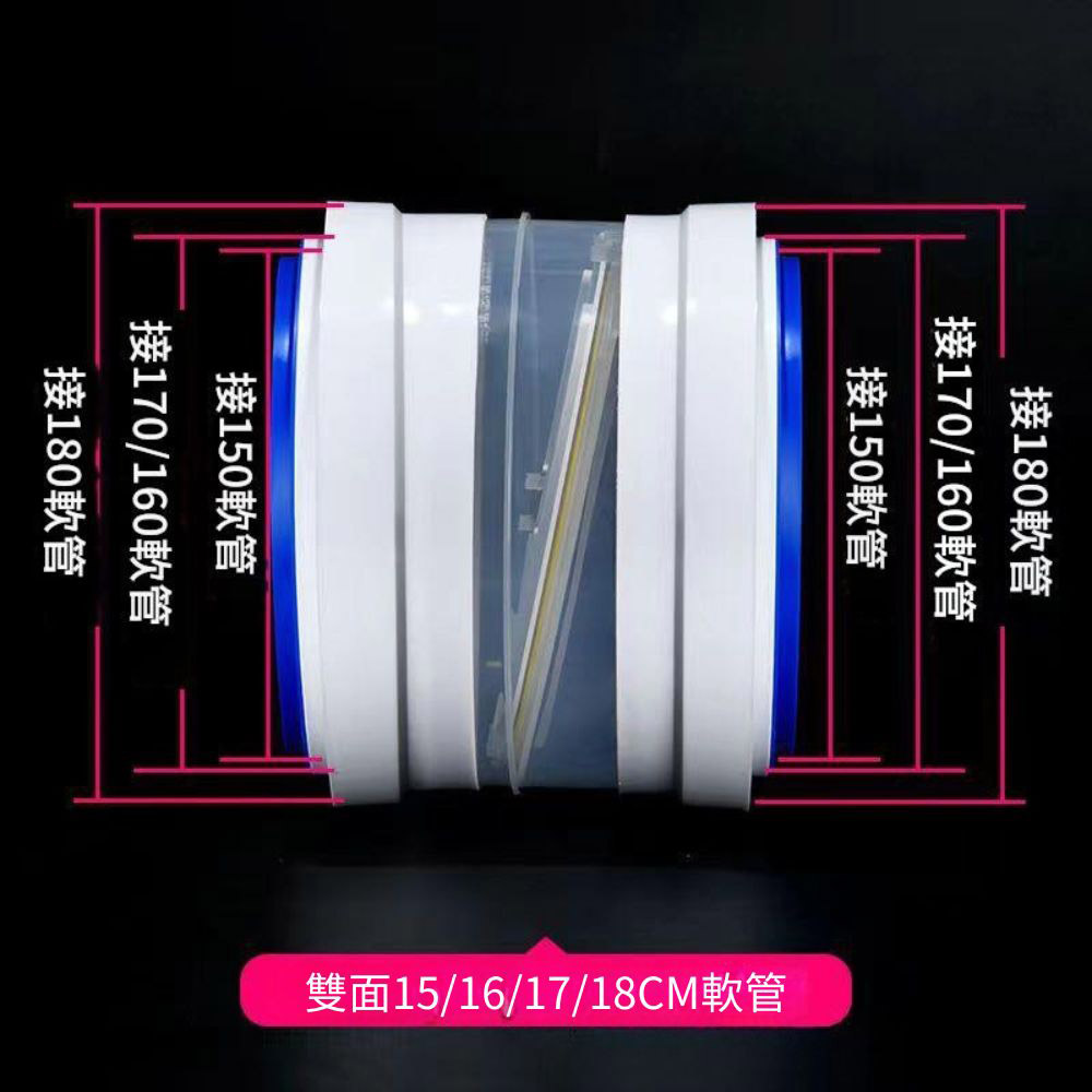 Kitchen range hood flue backflow preventer - flexible connector, , large