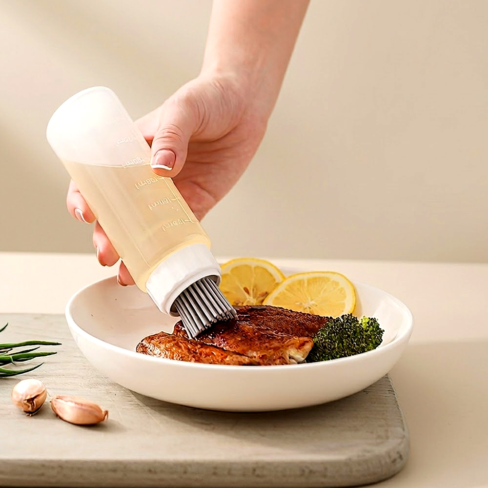 【上手家居】可擠壓矽膠油刷瓶(油瓶/醬料瓶/油罐/矽膠刷/油刷), , large