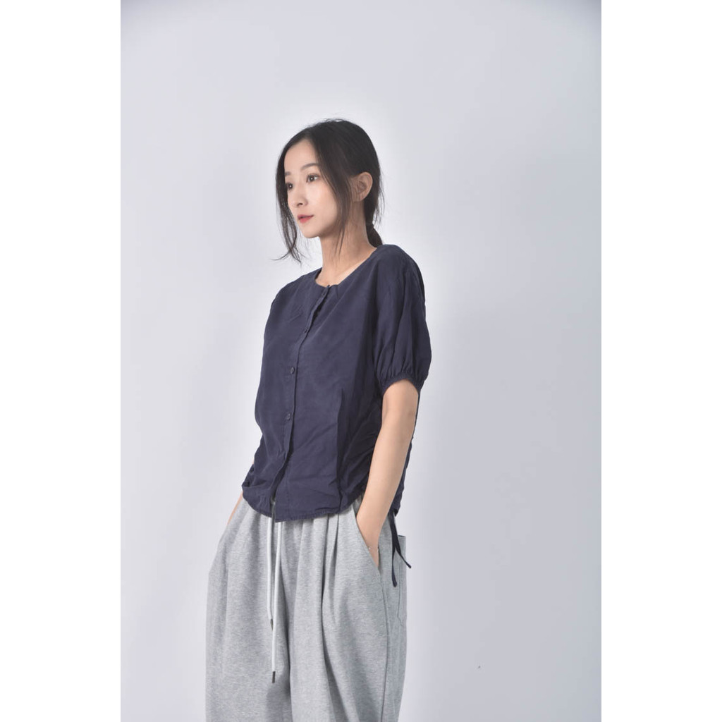 (S) net ladies排扣藍色短袖上衣二手衣, , large