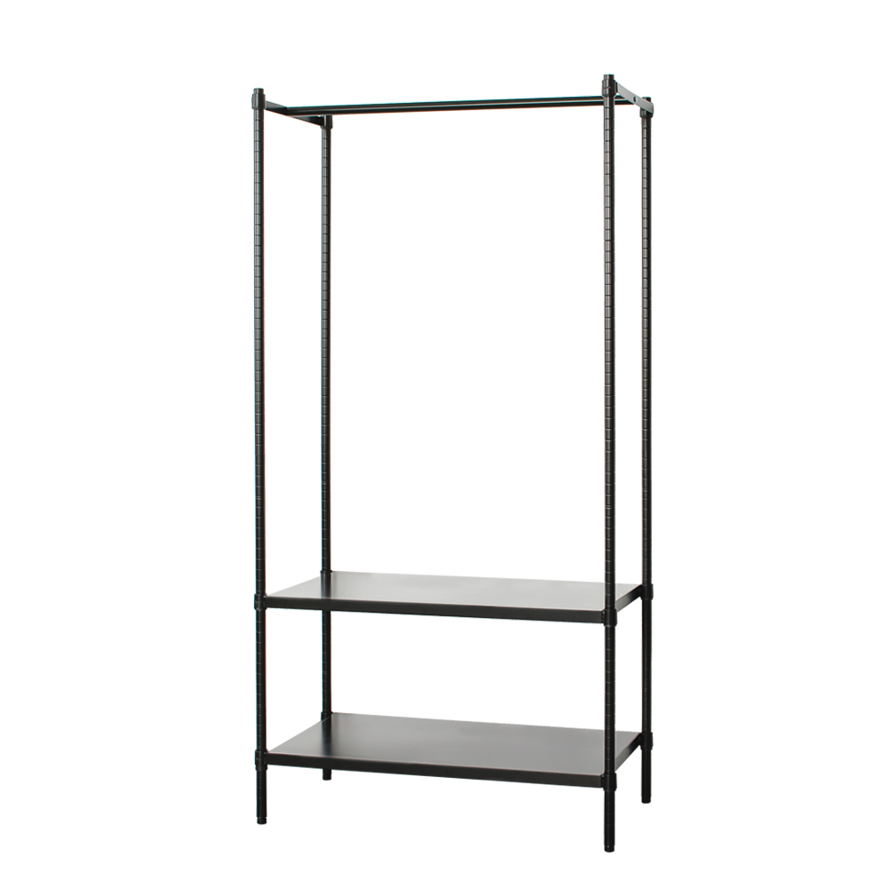 【Y HOUSE】90x45x180cm two-layer hole-free single-pole wardrobe rack, hole-free shelf, open hanger - black, , large